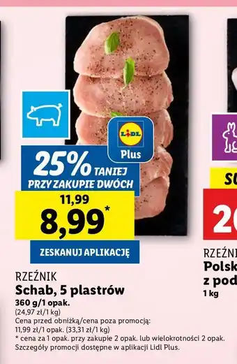 Lidl Schab wieprzowy bez kości plastry Rzeźnik Codzienna Dostawa oferta