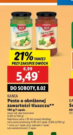 Lidl Pesto alla genovese o obniżonej zawartości tłuszczu Kania oferta