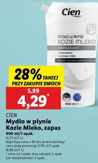 Lidl Mydło w płynie kozie mleko Cien oferta