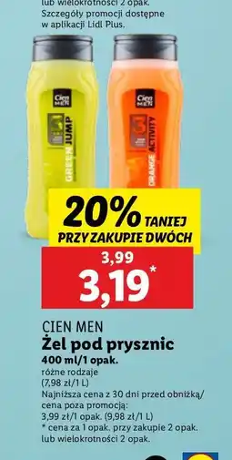 Lidl Żel pod prysznic orange activity Cien Men oferta