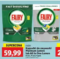 Lidl Tabletki do zmywarki lemon Fairy All In 1 oferta