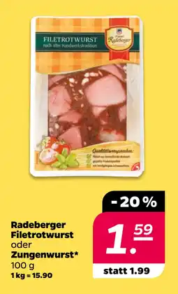 Netto Radeberger Filetrotwurst oder Zungenwurst oferta