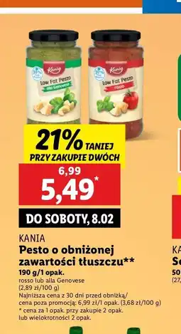 Lidl Pesto rosso o obniżonej zawartości tłuszczu Kania oferta