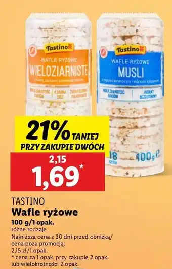 Lidl Wafle ryżowe wieloziarniste Tastino oferta