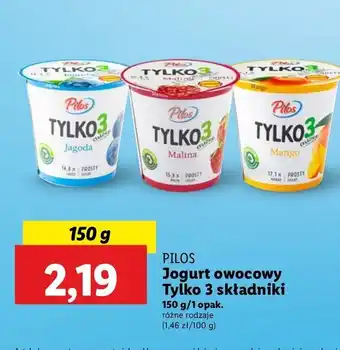 Lidl Jogurt jagoda Pilos tylko 3 składniki oferta