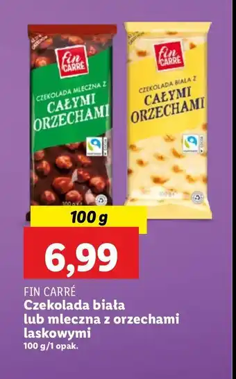 Lidl Czekolada mleczna z orzechami laskowymi Fin carre oferta