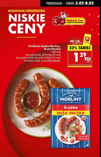 Biedronka Kiełbasa śląska Morliny oferta