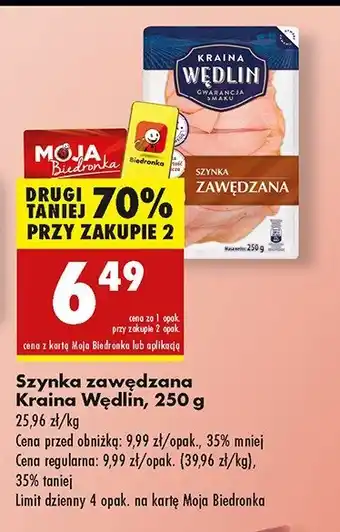 Biedronka Szynka zawędzana Kraina wędlin oferta