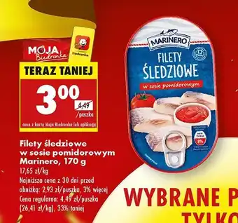 Biedronka Filety śledziowe w sosie pomidorowym Marinero oferta