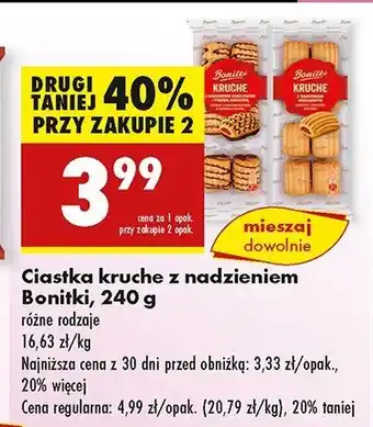 Biedronka Ciasteczka kruche z nadzieniem owocowym i polewą kakaową Bonitki oferta