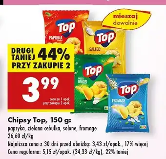 Biedronka Chipsy o smaku śmietany z cebulą Top chips Top (biedronka) oferta