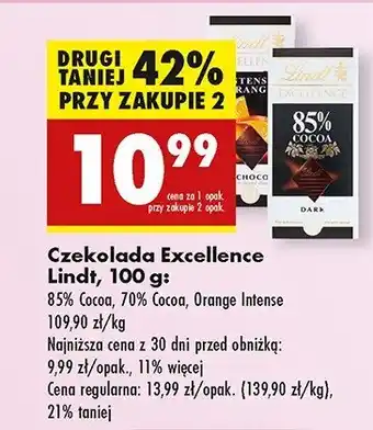 Biedronka Czekolada orange intense Lindt excellence oferta