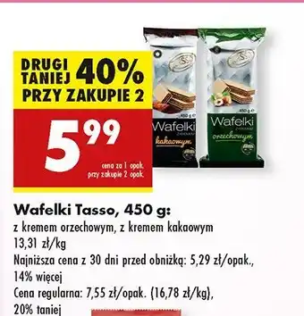 Biedronka Wafelki z kremem orzechowym Tasso oferta