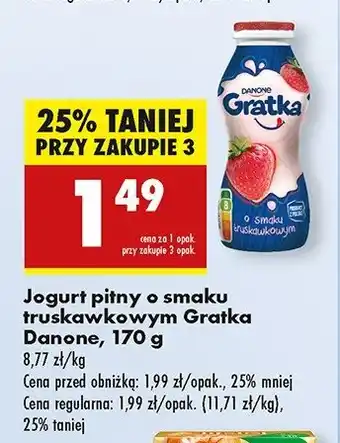 Biedronka Napój mleczny truskawkowy Danone gratka oferta