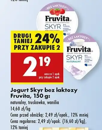 Biedronka Jogurt wanilia bez laktozy Fruvita skyr oferta