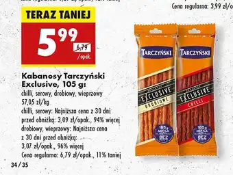 Biedronka Kabanosy wieprzowe Tarczyński exclusive oferta