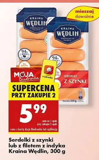 Biedronka Serdelki z filetem z indyka Kraina wędlin oferta