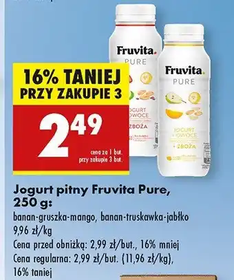 Biedronka Jogurt banan gruszka mango + płatki owsiane i płatki jaglane Fruvitaland oferta