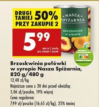 Biedronka Brzoskwinie w syropie Nasza spiżarnia oferta