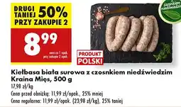 Biedronka Kiełbasa biała surowa z czosnkiem niedźwiedzim Kraina mięs oferta