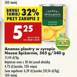 Biedronka Ananas w lekkim syropie w plastrach Nasza spiżarnia oferta