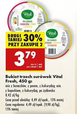 Biedronka Bukiet surówek: mix z koperkiem + z kukurydzą + po żydowsku Vital fresh oferta