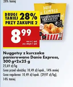 Biedronka Nuggetsy z piersi kurczaka panierowane + 2 sosy Danie express oferta