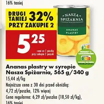 Biedronka Ananas w lekkim syropie plastrach Nasza Spiżarnia oferta