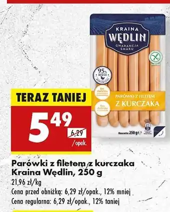 Biedronka Parówki z filetem kurczaka Kraina Wędlin oferta