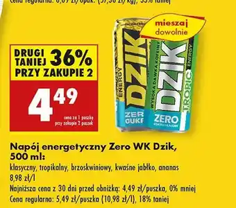 Biedronka Napój energetyczny zero kalorii ananas Wk Dzik oferta