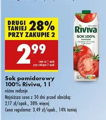 Biedronka Sok pomidorowy 100% Riviva oferta