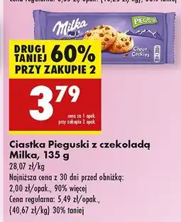 Biedronka Ciastka z kawałkami czekolady Milka Pieguski oferta