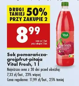 Biedronka Sok pomarańcza-grejpfrut-pitaja Vital Fresh oferta