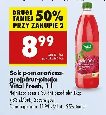 Biedronka Sok pomarańcza-grejpfrut-pitaja Vital Fresh oferta