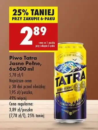 Biedronka Piwo Tatra Jasne Pełne oferta