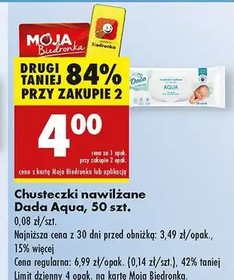 Biedronka Chusteczki nawilżane aqua Dada oferta