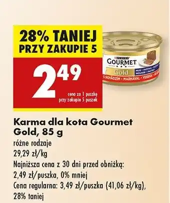 Biedronka Karma dla kota mus z wołowiną Purina Gourmet Gold oferta