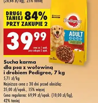 Biedronka Karma dla psa sucha z wołowiną i drobiem Pedigree Vital oferta