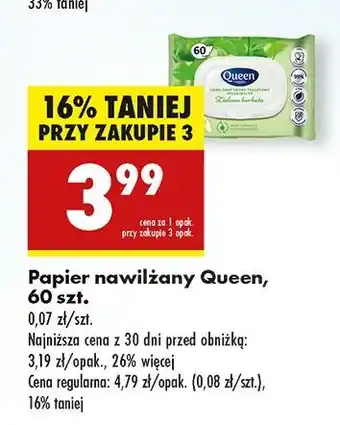 Biedronka Papier toaletowy nawilżany zielona herbata Queen oferta