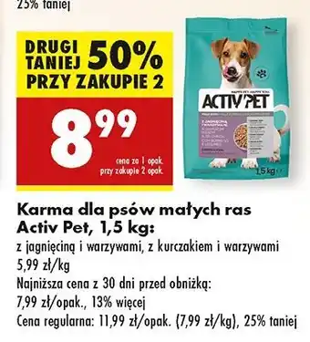 Biedronka Karma dla psa z kurczakiem i warzywami małe rasy Activ Pet oferta