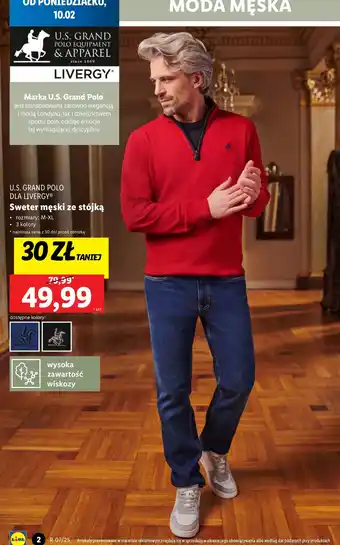 Lidl Sweter męski rozm. m-xl Us Grand Polo oferta