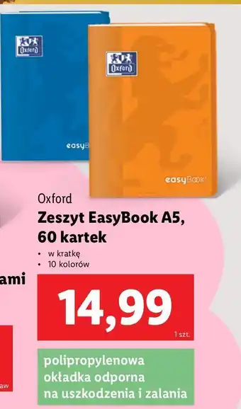 Lidl Zeszyt easy book a5/60 k Oxford oferta