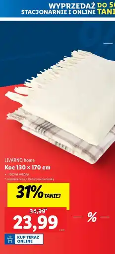 Lidl Koc z frędzlami 130 x 170 cm Livarno Home oferta