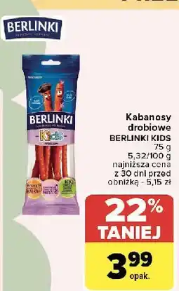 Carrefour Kabanosy drobiowe Morliny Berlinki Kids oferta