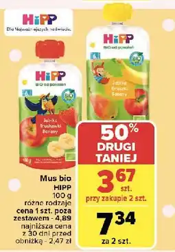 Carrefour Mus owocowy jabłko-gruszki-banan Hipp Bio oferta