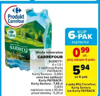 Carrefour Woda naturalna niegazowana Carrefour Sudety+ oferta