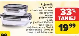 Carrefour Pojemniki szklane 400 ml + 1 l oferta