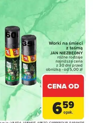 Carrefour Worki na śmieci z taśmą 60 l Jan Niezbędny oferta