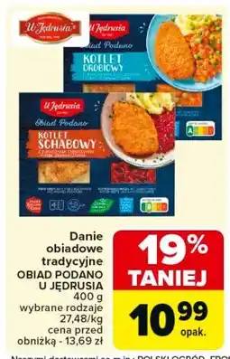 Carrefour Kotlet drobiowy z marchewką groszkiem i puree U Jędrusia oferta