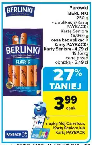 Carrefour Parówki classic Morliny Berlinki oferta